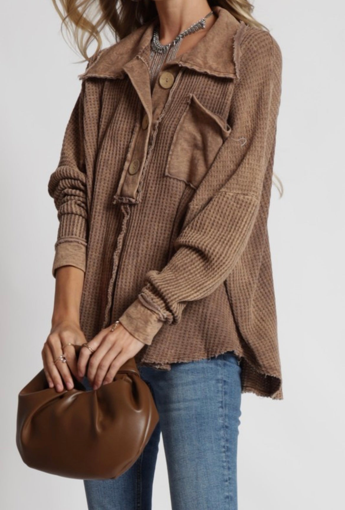 Oversized Button Down Henley Top