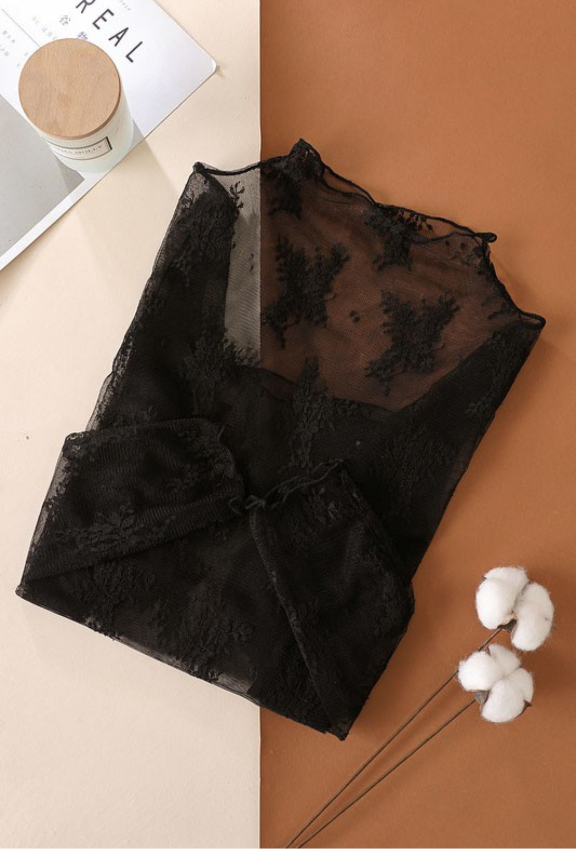 Shear lace long sleeves