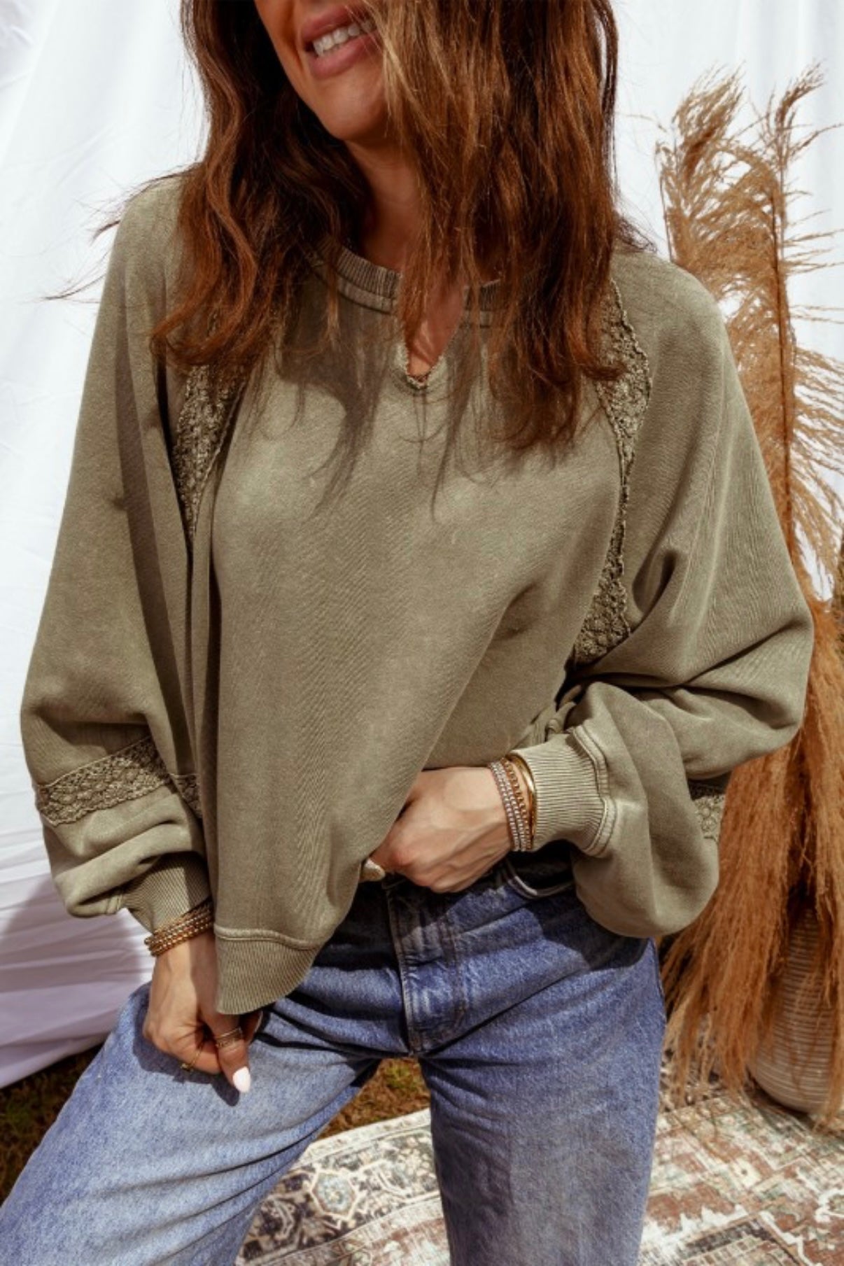 Mineral wash baggy crewneck