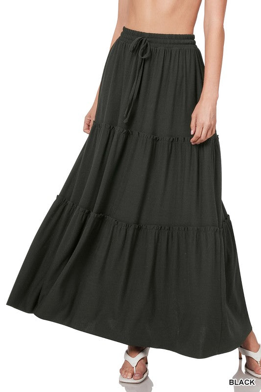 Tiered black maxi skirt