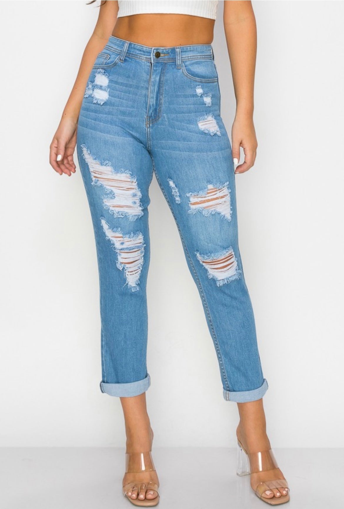 Mid blue cropped