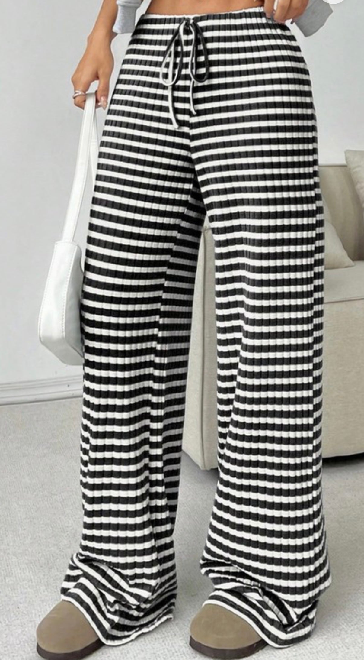 Striped straight leg pants