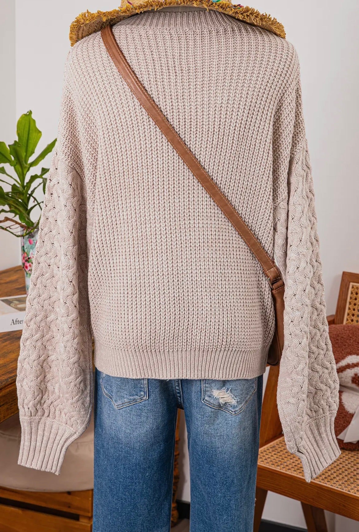Textured Cable Knit Sweater
