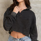 Cropped Half Zip Hoodie Pullover