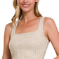 Square neck ribbed tank top