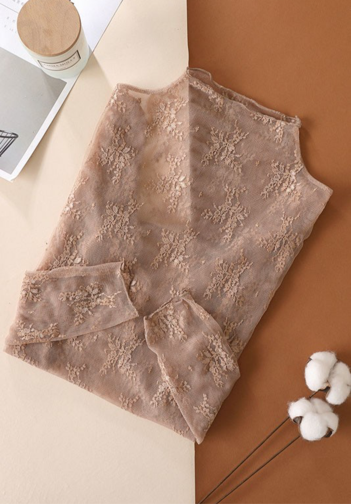 Shear lace long sleeves