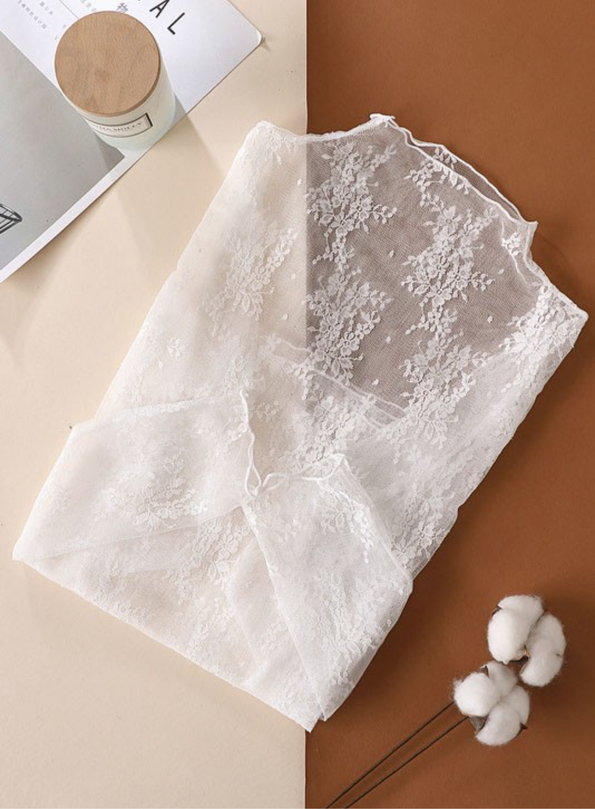 Shear lace long sleeves