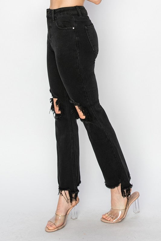 Risen High Rise Crop Straight Jeans