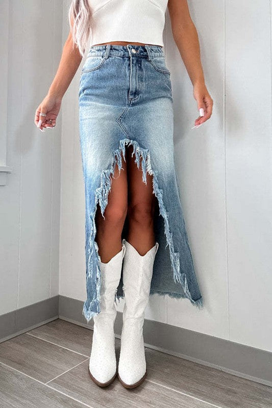 High low Denim skirt