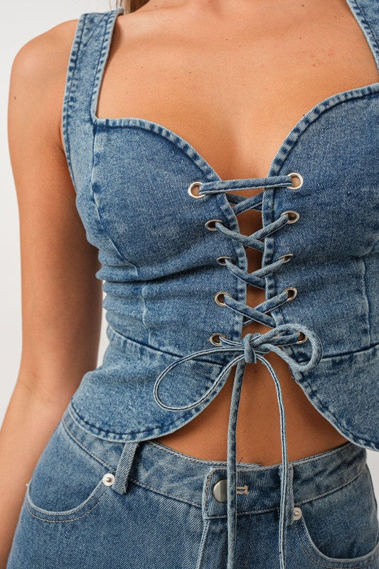 Lace up corset tank