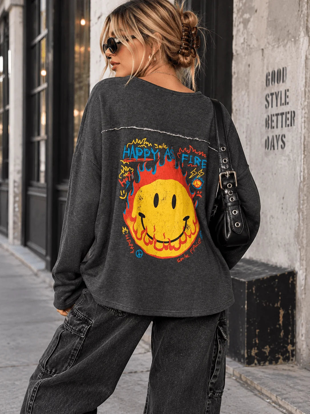 Loose graphic top