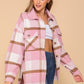 Pink/taupe flannel shacket