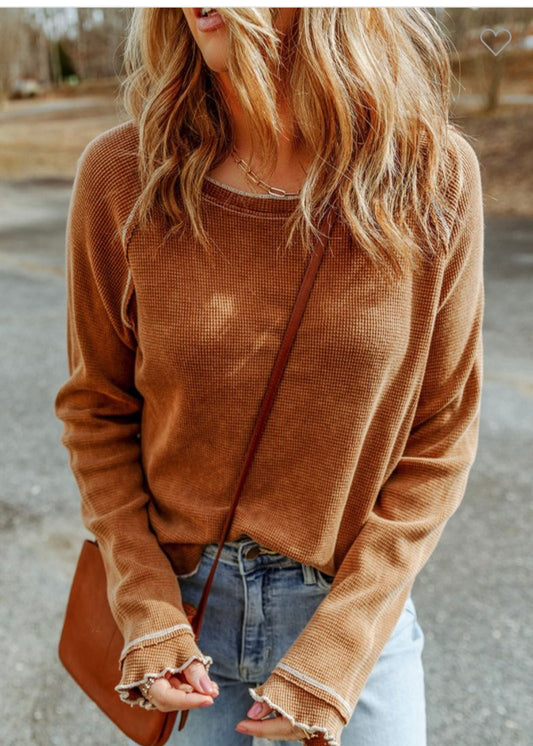 Waffle knit long sleeve