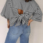 Stripped bow cut out shirt