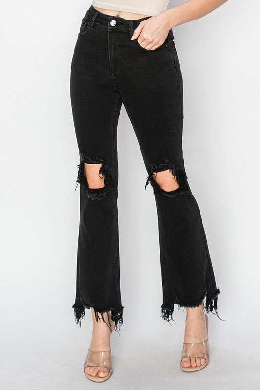 Risen High Rise Crop Straight Jeans