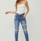 Risen Distressed Skinny Jeans