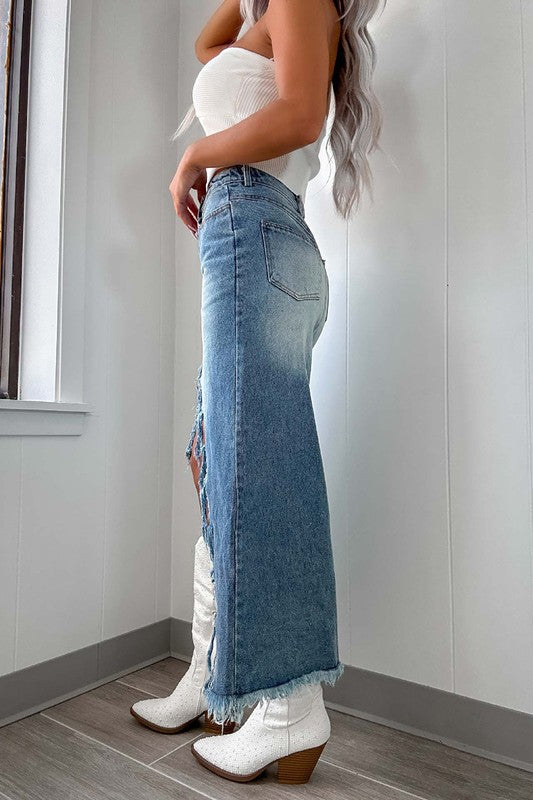 High low Denim skirt