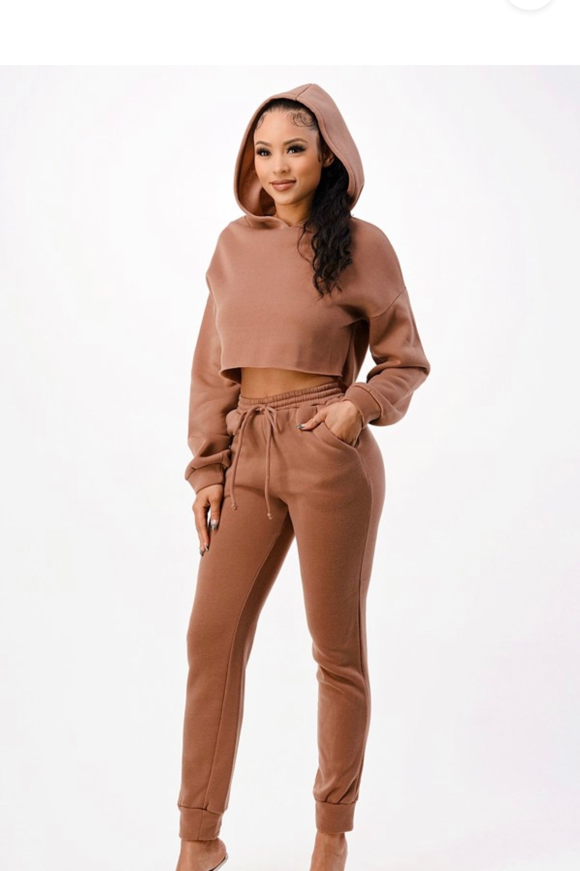 2-Piece Cropped Hoodie and Jogger Set