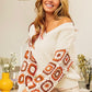 Vintage Crochet Sleeve V-Neck Sweater