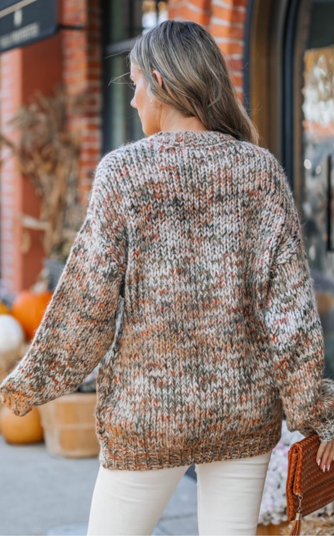 Cozy Olive & Rust Knit Sweater