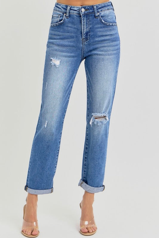 Risen High-Rise Girlfriend Jeans