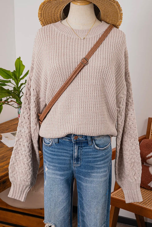 Textured Cable Knit Sweater