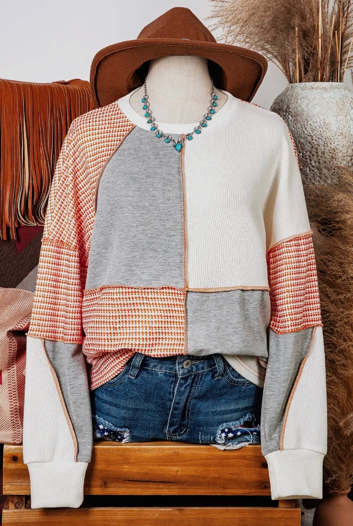 Color Block Oversized Top