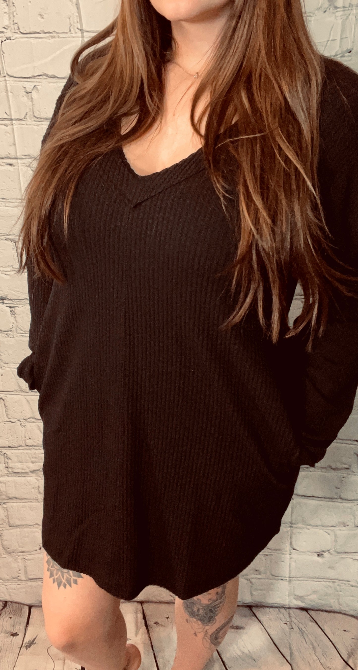 V neck long sleeve dress